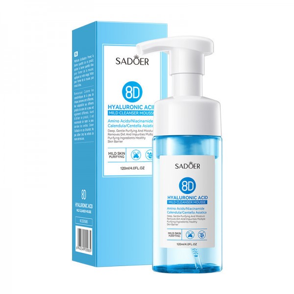 Пенка-мусс для умывания с гиалуроновой кислотой SADOER 8D Hyaluronic Acid Mild Cleanser Mousse, со щеточкой, 120мл