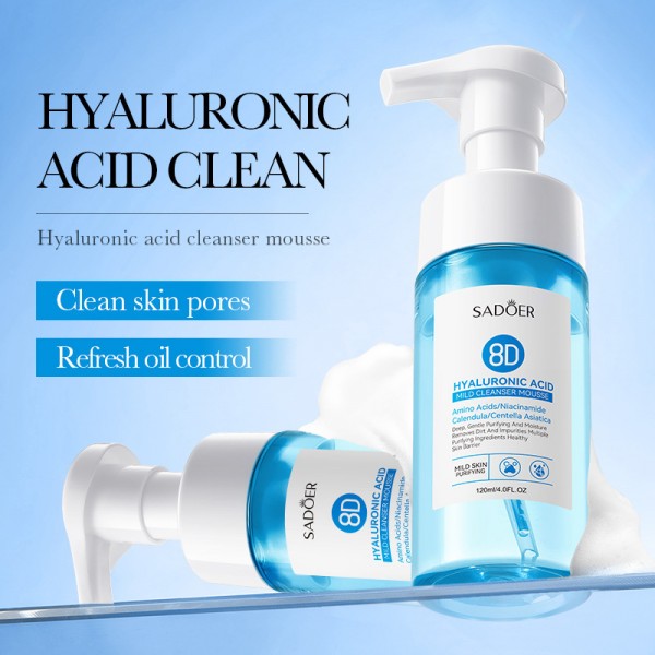 Пенка-мусс для умывания с гиалуроновой кислотой SADOER 8D Hyaluronic Acid Mild Cleanser Mousse, со щеточкой, 120мл Пенка-мусс для умывания с гиалуроновой кислотой SADOER 8D Hyaluronic Acid Mild Cleanser Mousse, со щеточкой, 120мл