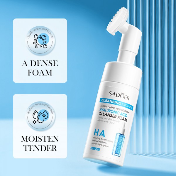 Пінка-мус для вмивання з гіалуроновою кислотою SADOER Hyaluronic Acid Cleanser Foam, зі щіточкою, 120мл