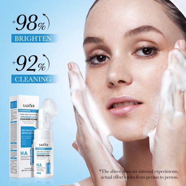 Пінка-мус для вмивання з гіалуроновою кислотою SADOER Hyaluronic Acid Cleanser Foam, зі щіточкою, 120мл