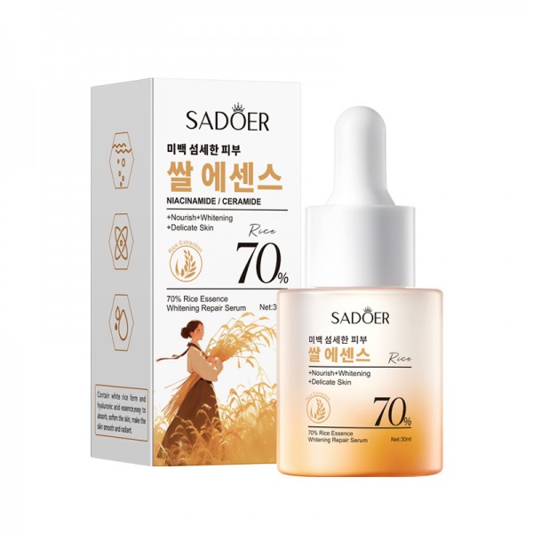Сыворотка отбеливающая  для лица с экстрактом риса SADOER Rice Essence Whitening Repair Serum, с ниацинамидом и керамидами, 30 мл