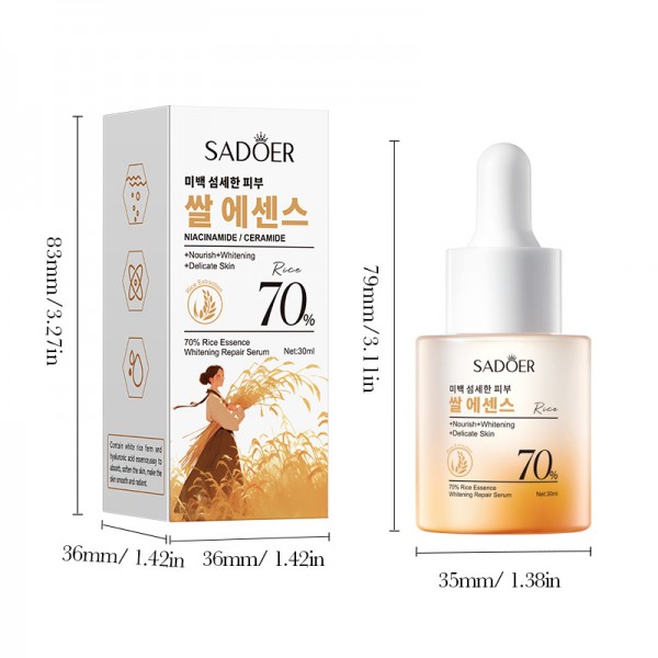 Сыворотка отбеливающая  для лица с экстрактом риса SADOER Rice Essence Whitening Repair Serum, с ниацинамидом и керамидами, 30 мл