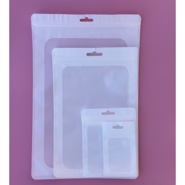 Пакет саше білий матовий косметичний із замком Zip-Lock 9х12 см, 10 шт