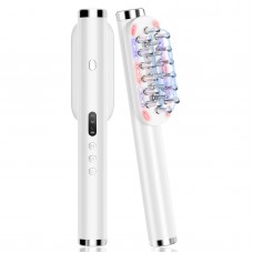 Гребінець електричний масажний для масажу шкіри голови та росту волосся з EMS, LED світлом і розпилювачем, білий