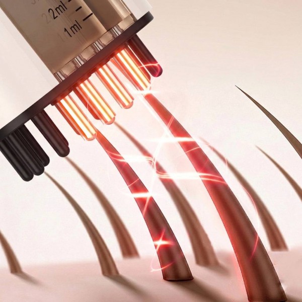 Аплікатор-масажер для шкіри голови електричний вібраційний з червоним світлом та розпилювачем рідин, білий