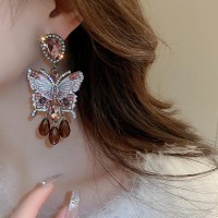 Сережки зі стразами та камінням у формі метелика "Butterfly", срібло