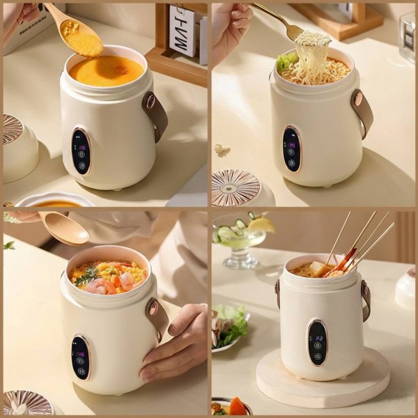 Міні-мультиварка електрична портативна багатофункціональна з електронним управлінням, біла, 900 мл