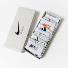 Шкарпетки бавовняні білі унісекс з кольоровим логотипом, розмір 36-41, набір 5 пар