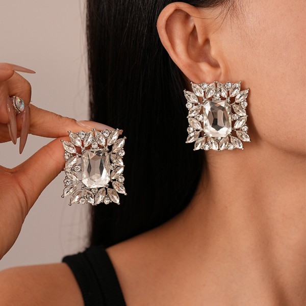 Серьги с кристаллами "Crystal Pearl", серебро