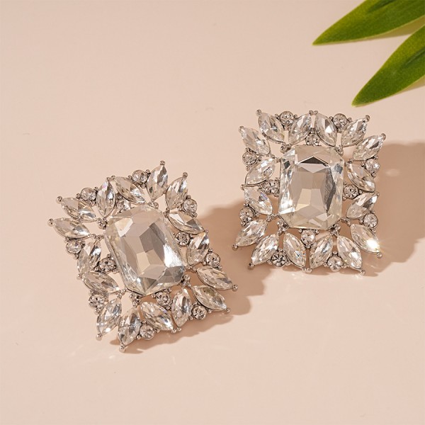 Серьги с кристаллами "Crystal Pearl", серебро