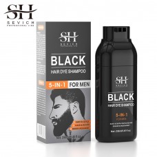 Шампунь тонуючий чоловічий 5 в 1 для маскування сивини волосся і бороди SEVICH Hair Dye Shampoo, чорний, 250 мл