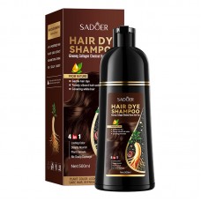 Шампунь тонуючий  для маскування сивини з екстрактом імбиру SADOER Hair Dye Shampoo, каштановий, 500 мл 