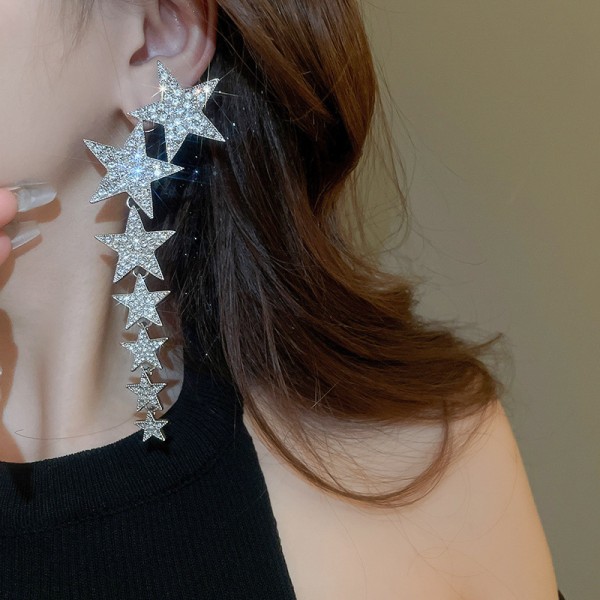 Сережки зі стразами у формі зірок "Stars", срібло