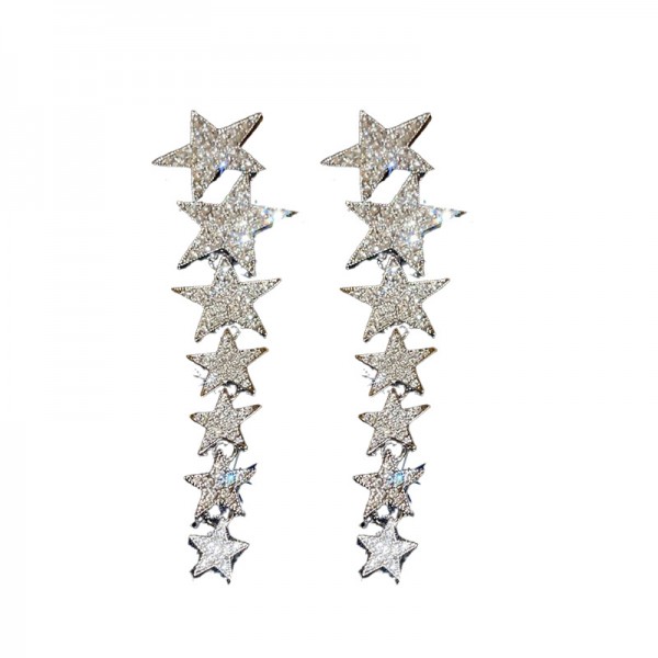 Сережки зі стразами у формі зірок "Stars", срібло