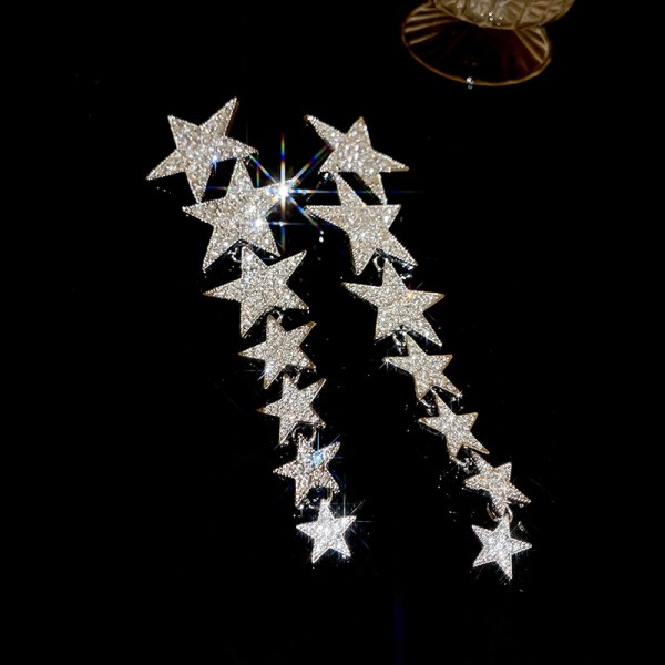 Сережки зі стразами у формі зірок "Stars", срібло