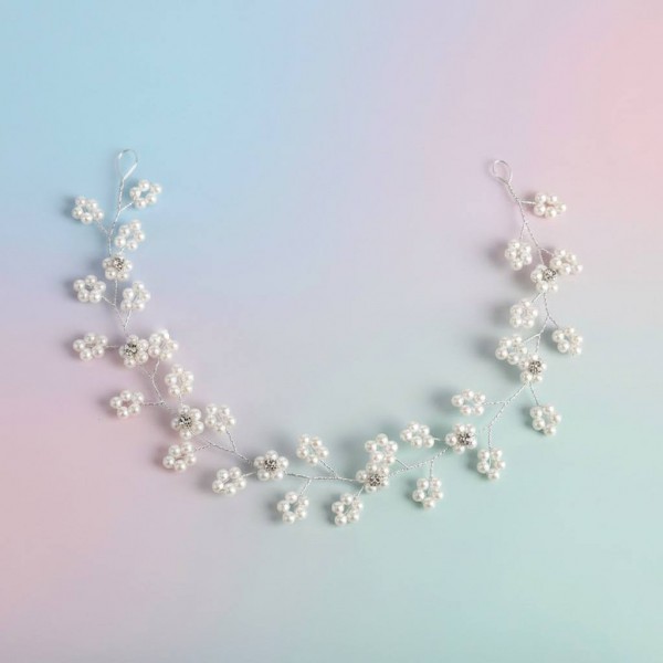 Обруч для волосся з перлами "Pearl Bride Wreath", прикраса на голову, срібло