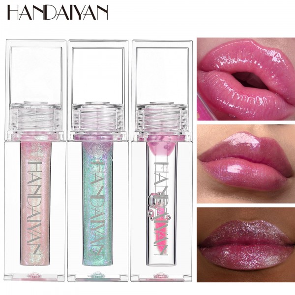 Блеск для губ с шиммером увлажняющий HANDAIYAN Lip Oil, жидкая помада с блестками, 10 цветов, 2,3 мл
