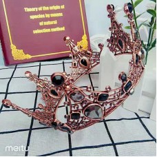 Корона на голову з чорним камінням  "Barocco Style", прикраса на голову, бронза