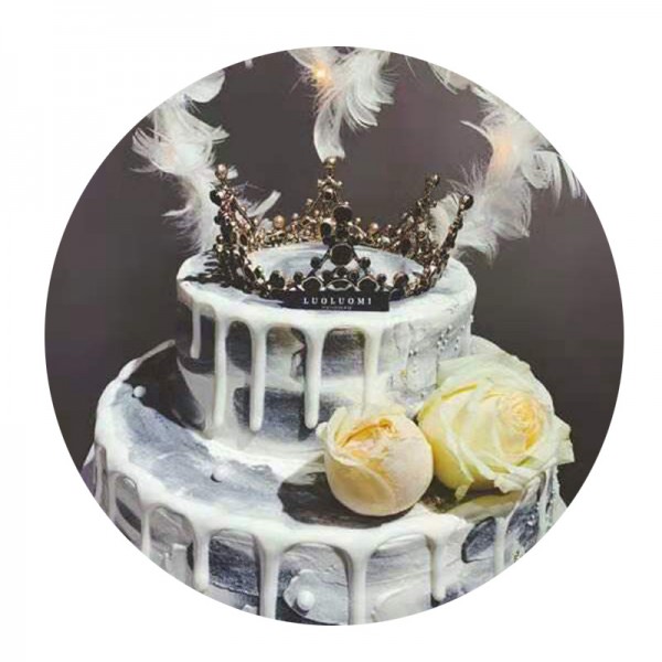 Корона на голову з чорним камінням  "Barocco Style", прикраса на голову, бронза