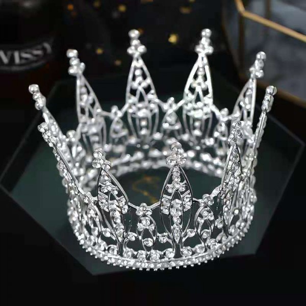 Корона на голову зі стразами  "1001 Diamond", прикраса на голову з камінням, срібло