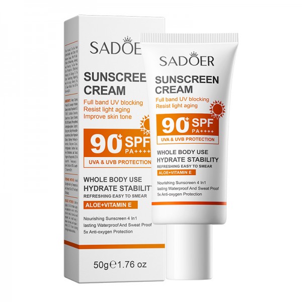 Крем солнцезащитный SADOER Sunscreen Cream SPF PA+++ 90, отбеливающий, с защитой от УФ-лучей, 50 мл