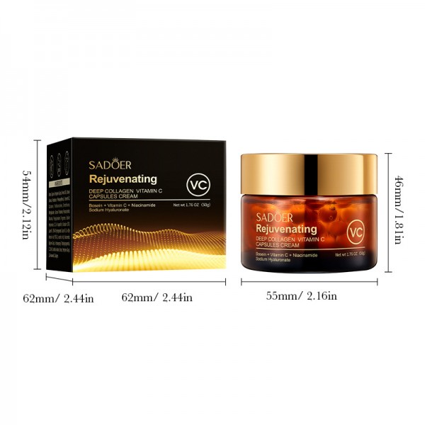 Крем для лица с витамином С и коллагеном SADOER Rejuvenating Deep Collagen Vitamin C Capsules Cream, увлажняющий капсульный крем, 50 г