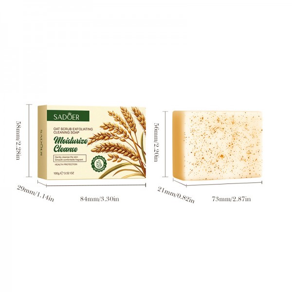 Мыло-скраб для лица и тела с экстрактом овса SADOER Oat Scrub Exfoliating Cleaning Soap, 100 г