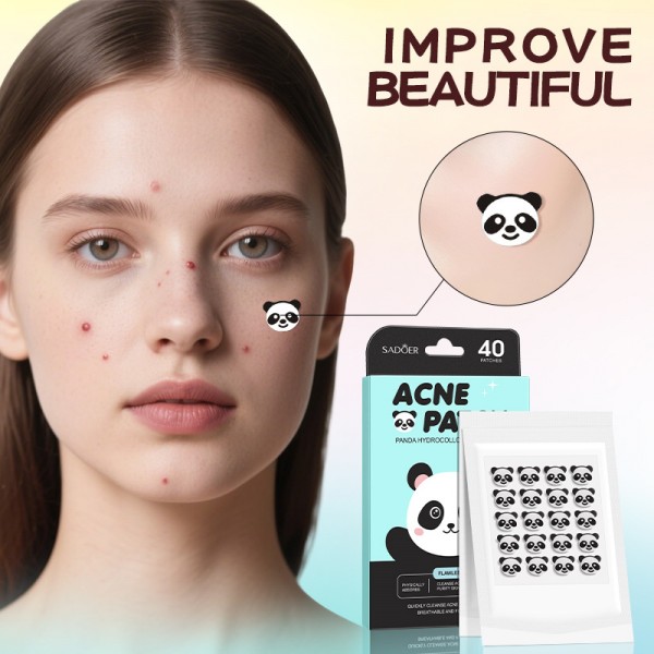 Патчи от акне в форме панды SADOER Panda Hydrocolloid Acne Patch, гидроколоидный пластырь от прыщей, 40 шт