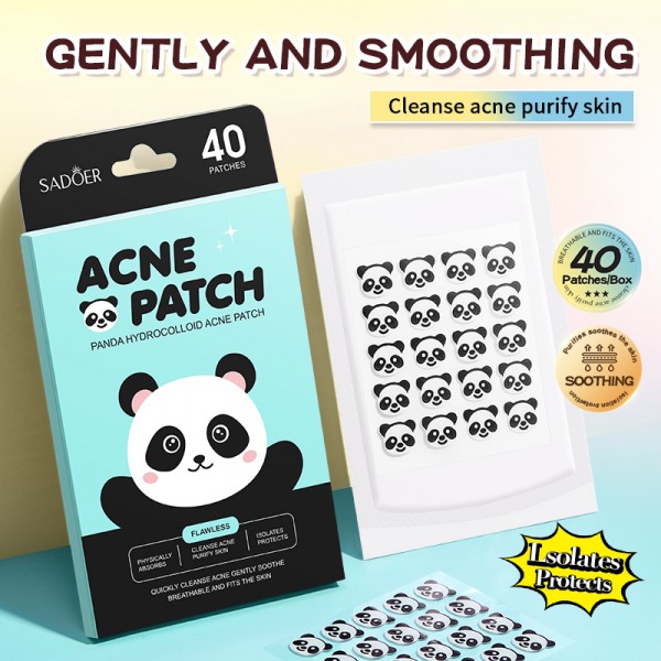 Патчи от акне в форме панды SADOER Panda Hydrocolloid Acne Patch, гидроколоидный пластырь от прыщей, 40 шт