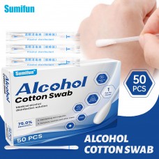 Ватные палочки одноразовые спиртовые для обработки ран и дезинфекции SUMIFUN Alcohol Cotton Swap, антибактериальные, 50 шт