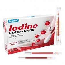 Ватные палочки одноразовые с йодом для обработки ран и дезинфекции SUMIFUN Iodine Cotton Swap, антибактериальные, 50 шт