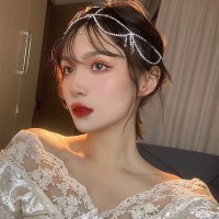 Обруч для волосся з ланцюжками зі страз "Fashion Style", прикраса на голову, срібло