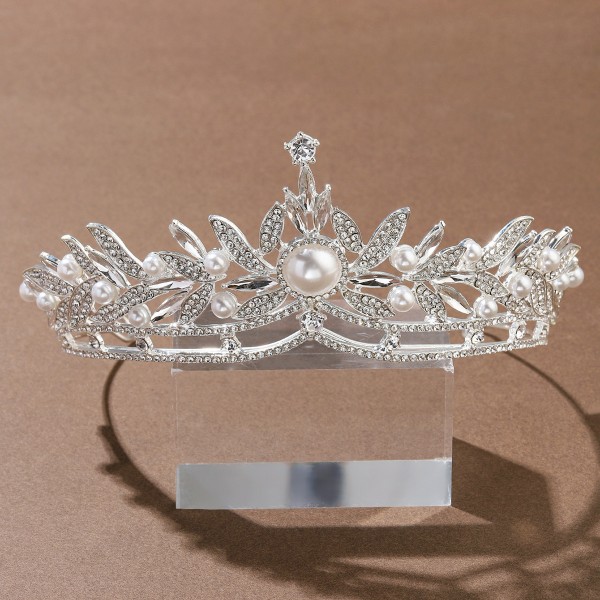 Обруч для волосся зі стразами та перлами "Fashion Pearls", прикраса на голову, срібло Обруч для волосся зі стразами та перлами "Fashion Pearls", прикраса на голову, срібло