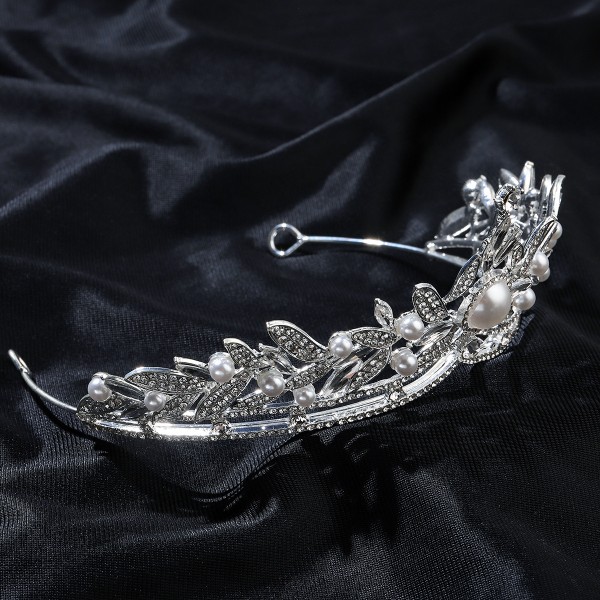 Обруч для волосся зі стразами та перлами "Fashion Pearls", прикраса на голову, срібло Обруч для волосся зі стразами та перлами "Fashion Pearls", прикраса на голову, срібло