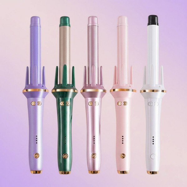 Плойка для волосся, стайлер для завивки локонів, рожевий металік, діаметр 25 мм