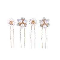 Шпильки для волосся з квітами "Flowers", золото, набір 4 шт