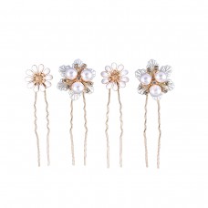 Шпильки для волосся з квітами "Flowers", золото, набір 4 шт