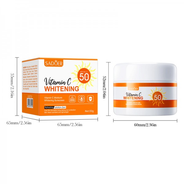 Крем солнцезащитный с витамином C SADOER Vitamin C SPF 50, защита и увлажнение, 50 г