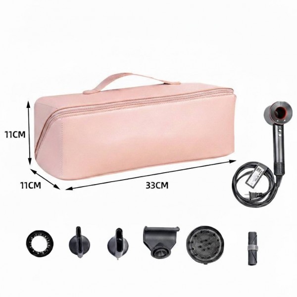 Сумка-органайзер для фена, плойки та стайлера з екошкіри, 33х11х11 см, рожевий
