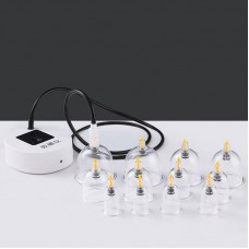 Апарат електричний(акумуляторний) для вакуумного масажу банками з вбудованим запобіжним клапаном, комплект 12 банок 