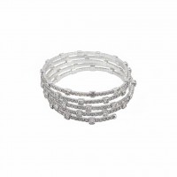 Браслет многослойный со стразами "Elegant Crystal Style", серебро