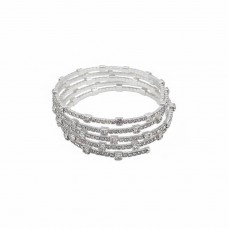 Браслет багатошаровий зі стразами  "Elegant Crystal Style", срібло