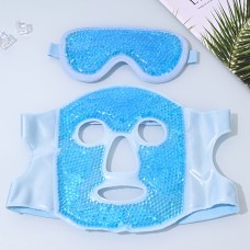 Набір гелевих масок: маска для обличчя та маска очей, охолоджуюча-зігріваюча багаторазова маска, блакитний, 2 шт