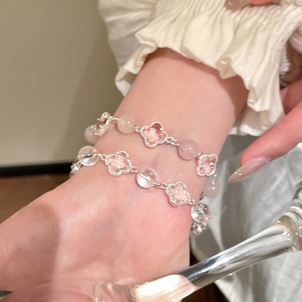 Браслет із прозорими кристалами "White Leaf", білий Браслет із прозорими кристалами "White Leaf", білий