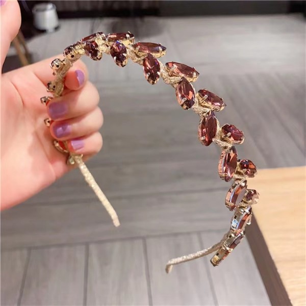 Обруч для волосся зі стразами та камінням "Burgundy Shine", прикраса на голову, золото Обруч для волосся зі стразами та камінням "Burgundy Shine", прикраса на голову, золото