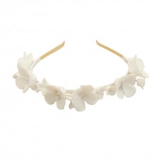 Обруч для волосся з білими керамічними квітами "Flower Bride", прикраса на голову, золото