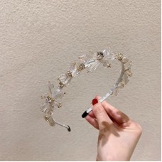 Обруч для волосся зі стразами та квітами "Fashion Flowers", прикраса на голову, срібло