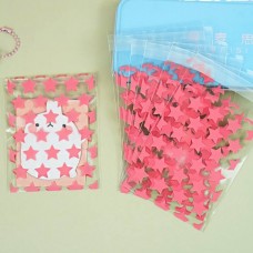 Пакет прозорий для пакування з клейкою стрічкою, 8*10 + 3 см, з рожевими зірочками, 50 шт