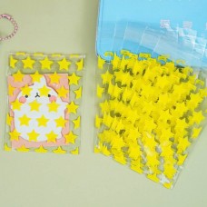 Пакет прозорий для пакування з клейкою стрічкою, 8*10 + 3 см, з жовтими зірочками, 50 шт