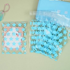 Пакет прозорий для пакування з клейкою стрічкою, 8*10 + 3 см, з блакитними зірочками, 50 шт